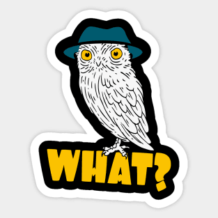 Funny Owl With Hat Hipster Bird Sticker